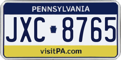 PA license plate JXC8765