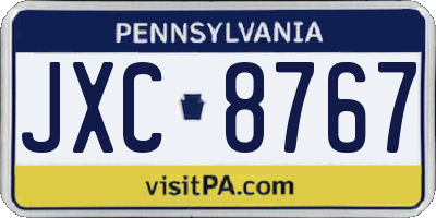 PA license plate JXC8767