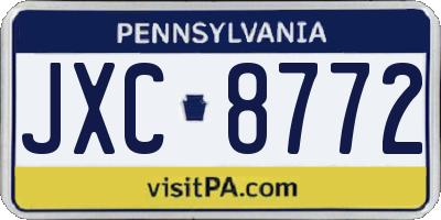 PA license plate JXC8772