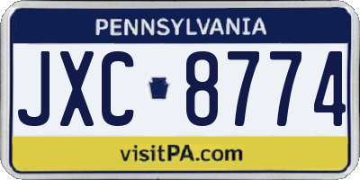 PA license plate JXC8774