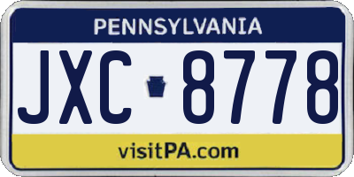 PA license plate JXC8778