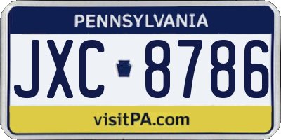 PA license plate JXC8786