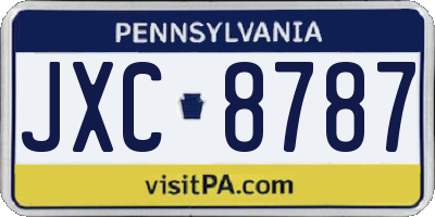 PA license plate JXC8787