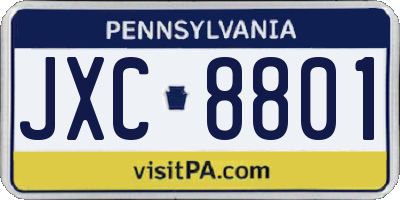 PA license plate JXC8801