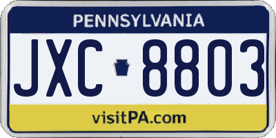 PA license plate JXC8803