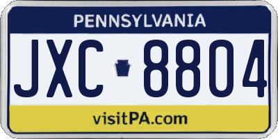PA license plate JXC8804