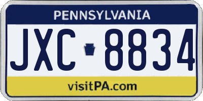 PA license plate JXC8834