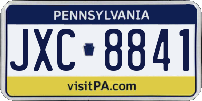 PA license plate JXC8841