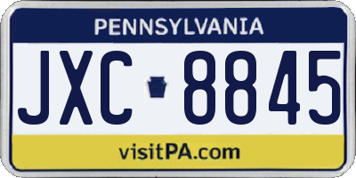 PA license plate JXC8845