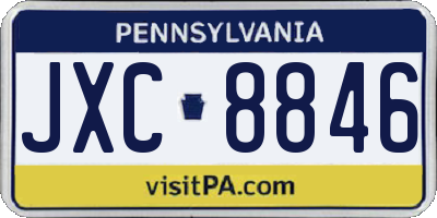 PA license plate JXC8846