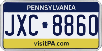 PA license plate JXC8860