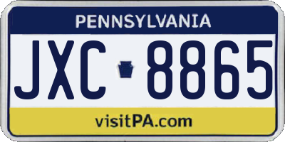 PA license plate JXC8865