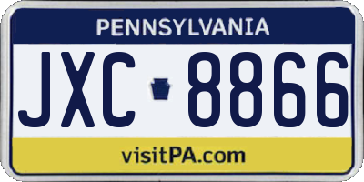 PA license plate JXC8866