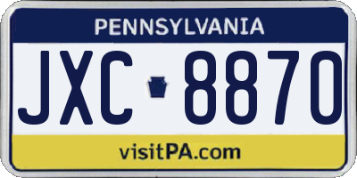PA license plate JXC8870