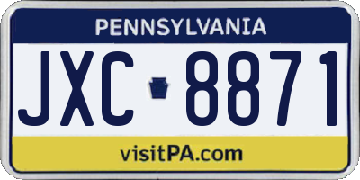 PA license plate JXC8871