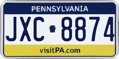 PA license plate JXC8874