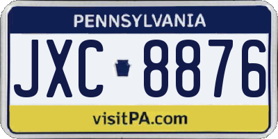 PA license plate JXC8876