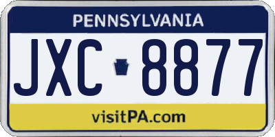 PA license plate JXC8877