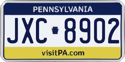 PA license plate JXC8902