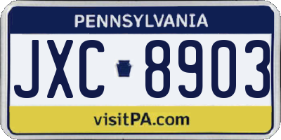 PA license plate JXC8903