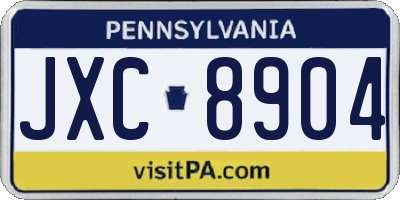 PA license plate JXC8904
