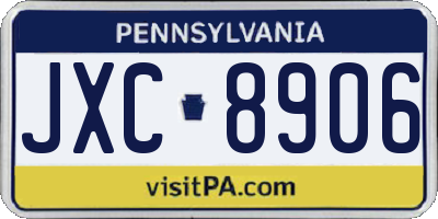 PA license plate JXC8906