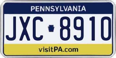 PA license plate JXC8910