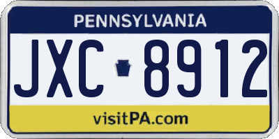 PA license plate JXC8912