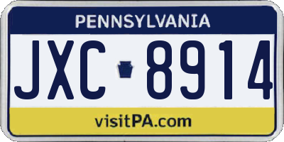 PA license plate JXC8914