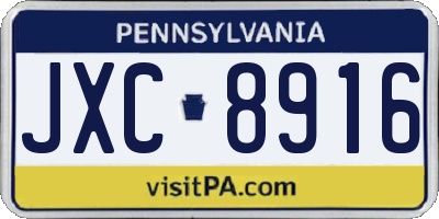 PA license plate JXC8916