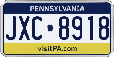 PA license plate JXC8918