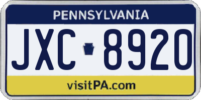 PA license plate JXC8920