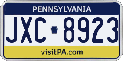 PA license plate JXC8923