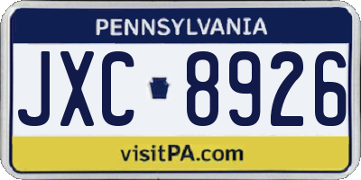 PA license plate JXC8926