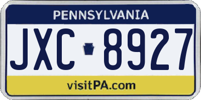 PA license plate JXC8927
