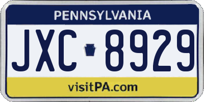 PA license plate JXC8929