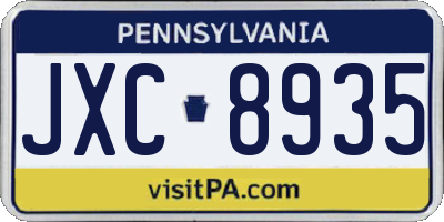 PA license plate JXC8935