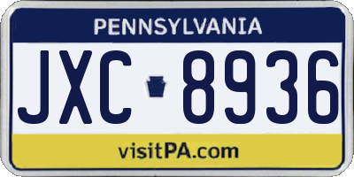 PA license plate JXC8936