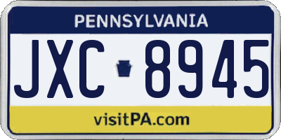 PA license plate JXC8945