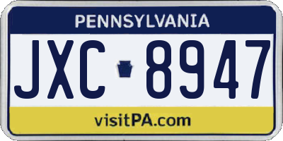 PA license plate JXC8947