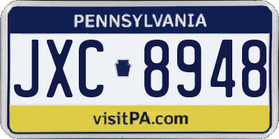 PA license plate JXC8948