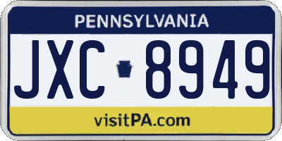 PA license plate JXC8949