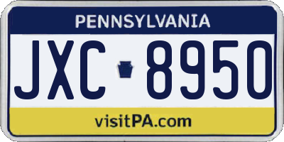 PA license plate JXC8950
