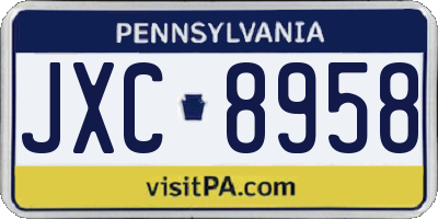PA license plate JXC8958