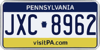 PA license plate JXC8962