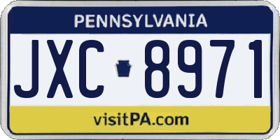 PA license plate JXC8971