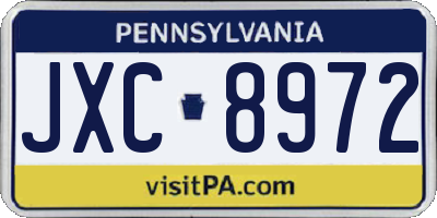 PA license plate JXC8972