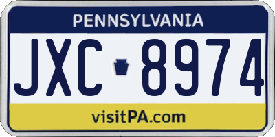 PA license plate JXC8974