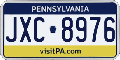 PA license plate JXC8976