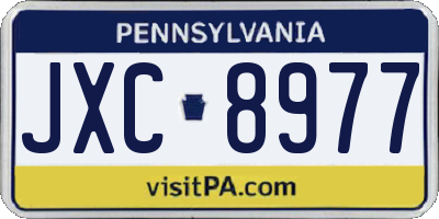 PA license plate JXC8977